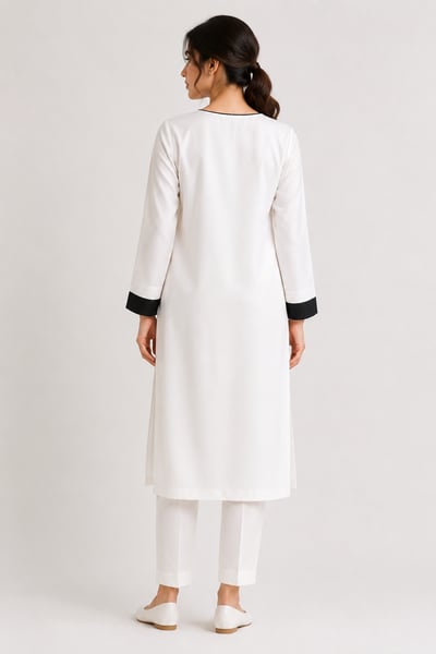 Celine - White Minimal Straight Suit Set - view 3