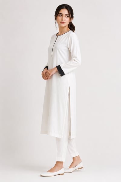 Celine - White Minimal Straight Suit Set - view 2