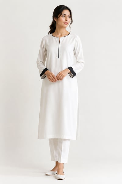 Celine - White Minimal Straight Suit Set - Pret Loop