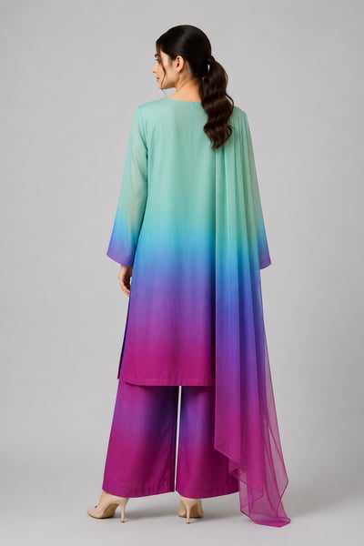 Mahrukh - Ombre Boat-Neck Straight Suit - view 3