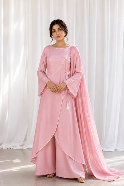 Sabain - Blush Cascade Wrap Maxi Set - Pret Loop