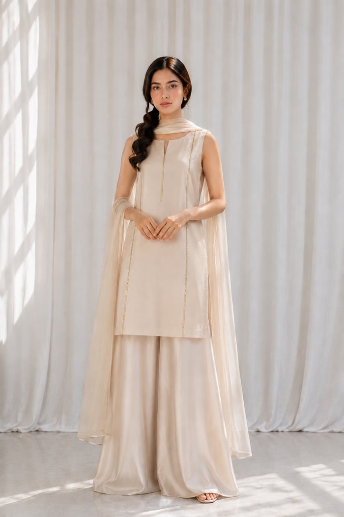 Shabnam - Champagne Gold Line Co-Ord