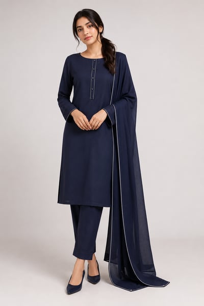 Sofiya - Navy Blue Office Wear 3 Piece Suit - Pret Loop