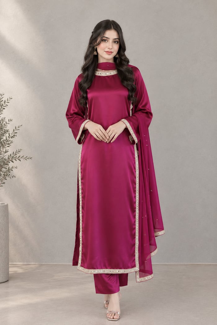 Ambgul - Silk Long Shirt 2-Piece Suit