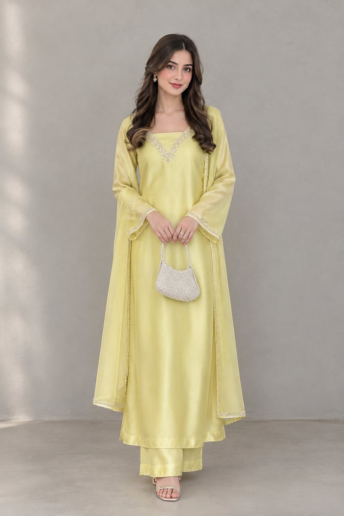 Rimsha - Yellow Silk 3 Piece Suit