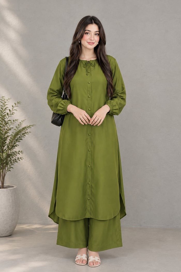 Sela - Parrot Green Silk 3 Piece Suit