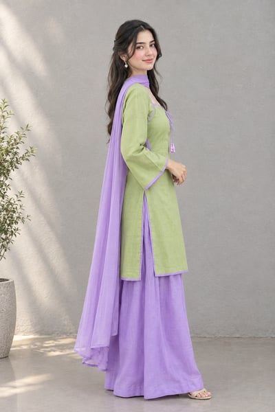 Husish - Green & Purple 3 Piece Lawn Suit - view 2